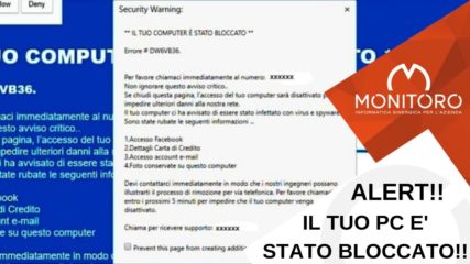 Nuova truffa sul web, il tuo computer è stato bloccato!