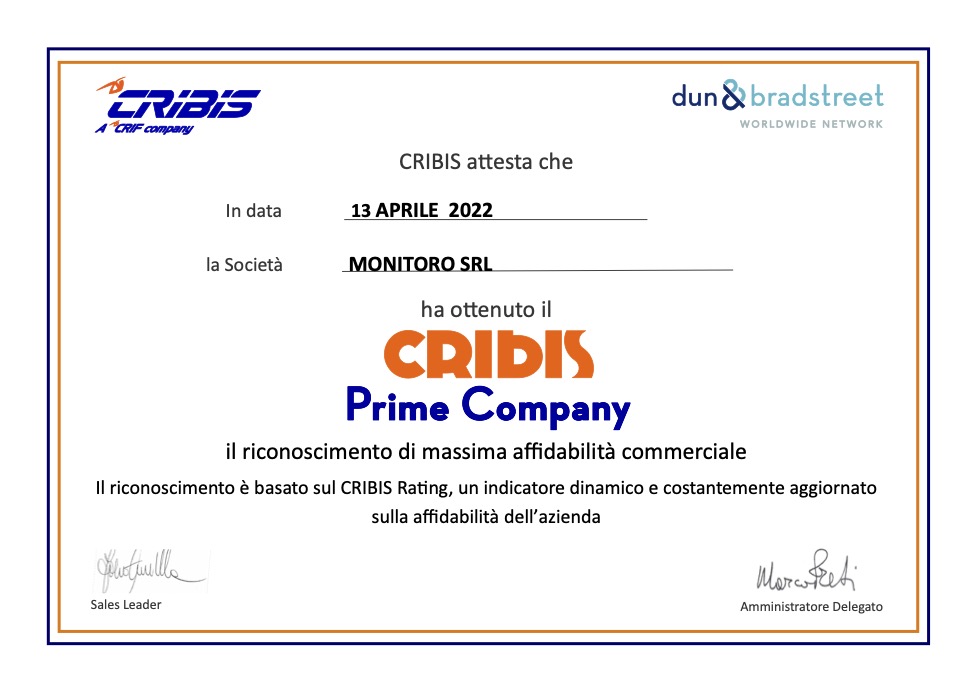 Monitoro ottiene il riconoscimento CRIBIS Prime Company